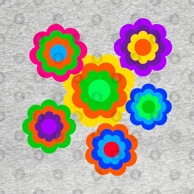 retro flowers colorful design by Bianka